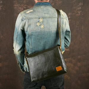 Men's Dark Green Genuine Leather Shoulder <b>Bag</b> Large Capacity Crossbody Casual Laptop Business <b>Bag</b> - Product Image 2
