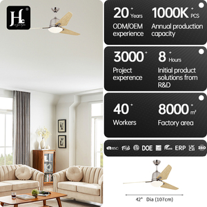 Modern golden LED ceiling fan with 3 solid wood blades and 6-speed remote control noise free DC motor for living room use - Product Image 4