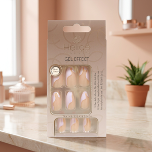 Juego de Uñas Artificiales ABS de Alta Calidad, Estilo Francés, Patrón de Almendras, Cobertura Completa, Pre-diseñadas, Efecto Gel, Puntas Medianas, con Pegamento - Product Image 2