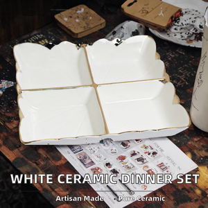 White <b>Ceramic</b> Dinnerware 8 Inch Party Classic Design Dishwasher Microwave Safe Full <b>Plate</b> Quarter <b>Plates</b> Veg Bowls Bone Ash Free - Product Image 2
