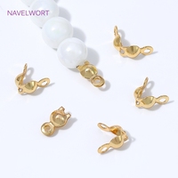 50 pièces Embouts de finition en laiton de 4 mm à double coupelle, plaqués or 18 carats, avec couvercle de nœud à sertir, pour la rétention durable de la couleur, pour la fabrication de bijoux DIY