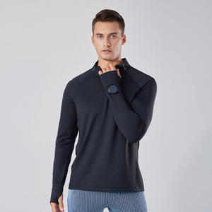 PASUXI T-shirt à manches longues à demi-zip pour homme, couche <span class=keywords><strong>de</strong></span> base respirante à séchage rapide, extensible dans les quatre sens, évacuant l'humidité, vêtements <span class=keywords><strong>de</strong></span> sport - Product Image 3