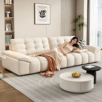 Canapé convertible en tissu chenille en forme de U, trois places, style moderne et simple, couleur crème, design mobile pour appartement