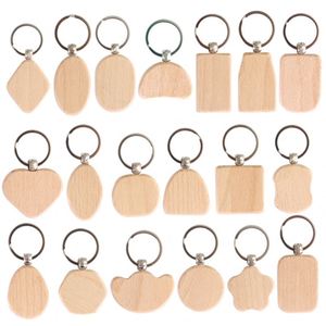 Ébauches de porte-clés en bois à graver pour cadeaux DIY et artisanat, porte-clés vierges en bois pour gravure laser - Product Image 4