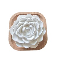 Diffuseur de fleurs en plâtre, diffuseur d'huiles essentielles, diffuseur de fleurs avec base en bois, parfum d'intérieur, diffuseur de parfum