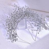 Serre-tête de mariée de luxe fait main avec strass et cristaux marquise en alliage pour femme