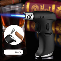 Briquet à gaz réglable avec ouvre-trou de cigares, cartouche de Butane pour flamme à haut Jet scintillante pour BBQ