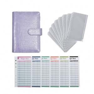 Agenda de trabajo de negocios <span class=keywords><strong>2023</strong></span>, carpeta de 6 anillas de cuero Pu, monedero de cocodrilo A5 A6, juegos de carpetas económicas <span class=keywords><strong>con</strong></span> sobres de efectivo, etiqueta adhesiva - Product Image 2