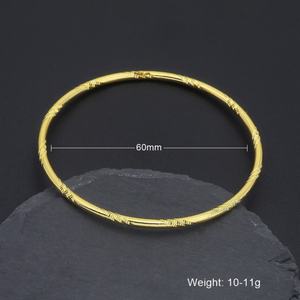 High Quality Brass 24K Gold <b>Bangles</b> Dubai 24K Gold Plated Slim <b>Bangle</b> for Women Wedding Gold Plated Jewelry - Product Image 3