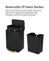 Poubelle rectangulaire en métal 30L à fermeture en douceur avec pédale en acier inoxydable pour la cuisine