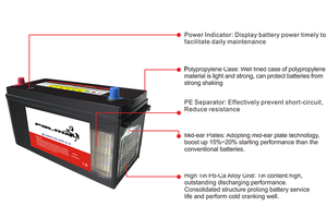 DIN62 Din 66 72 74 75 12v 자동차 배터리 75ah 도매 유지 보수 무료 자동차 자동차 배터리 납산 전압 - Product Image 5