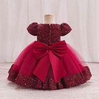 Robe à paillettes Maxfree pour fille, robe de princesse pour fête de Noël et du Nouvel An, robe à fleurs avec nœud pour bébé, robe pour fête d'anniversaire d'enfants