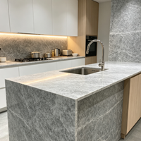 Pierre de quartz grise Pandora de luxe de qualité supérieure, grande dalle pouvant être utilisée pour la décoration moderne des hôtels, des villas, des halls d'entrée, des tables à manger