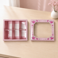 Boîte cadeau rose à 6 compartiments avec fenêtre transparente, finition brillante pour les cadeaux de Noël