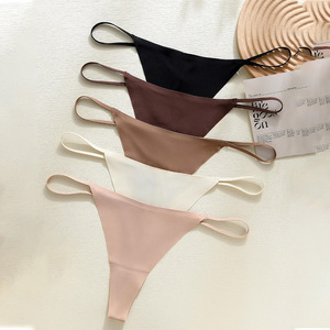 Tanga <span class=keywords><strong>de</strong></span> Satén sin Costuras <span class=keywords><strong>con</strong></span> Corte Alto y Tiro Bajo para <span class=keywords><strong>Mujer</strong></span>, Ropa Interior Femenina - Product Image 4