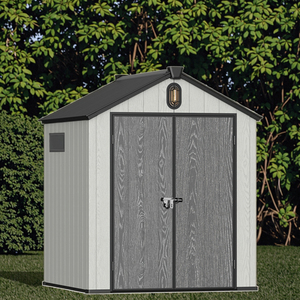 Abri de jardin en résine 8x6 pieds avec plancher, résistant aux intempéries, en plastique, avec fenêtres, <span class=keywords><strong>porte</strong></span> verrouillable et évents - Product Image 3