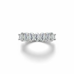 Bague de fiançailles en or massif de haute qualité 18 carats 14 carats or blanc 5*3 mm ovale <span class=keywords><strong>7</strong></span> pièces demi-pavé diamant de laboratoire - Product Image 2