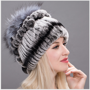 Chapeau en <span class=keywords><strong>fourrure</strong></span> de lapin Rex véritable chapeau de <span class=keywords><strong>fourrure</strong></span> d'hiver chaud de Russie chapeau de cheveux de lapin pour femmes - Product Image 3