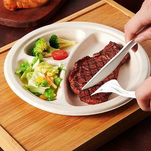 Offre Spéciale 2024 Écologique Jetable Accueil Dîner Rond 3 Compartiment Canne à Sucre Bagasse <span class=keywords><strong>Plaque</strong></span> De Pâte - Product Image 4