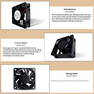 Ventilador de Resfriamento Yida DC6025 6cm, Umidificador, Fonte de Alimentação Silenciosa de 12V <span class=keywords><strong>DC</strong></span>, Equipamento de Conversão de Frequência 60x60x25mm - Product Image 2