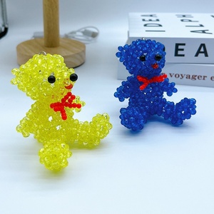 Multi Colors Glass Beads Keyrings Customize Accepted Cartoon 6mm Acrylic Beads Handmade Bag Charm <b>Cute</b> Bowknot <b>Bear</b> Keychains - Product Image 3