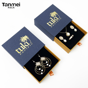 Caja de Joyería Azul Marino con Logotipo Personalizado para Anillos, Aretes, Pulseras, Colgantes y Collares - Product Image 1
