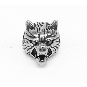 Perle d'espacement tête de loup en acier inoxydable plaqué argent 925 pour la fabrication de bracelets, apprêts de bijoux, forme irrégulière, accessoires DIY - Product Image 1