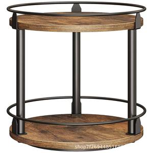 Étagère de rangement en bois à double niveau, organisateur d'épices de cuisine, support à condiments en bois massif avec cadre en fer pour bureau - Product Image 1