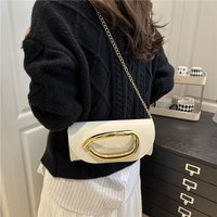 Pochette ovale pour femme avec anneau métallique, sac à bandoulière élégant pour soirée, mariage, bal et usage quotidien