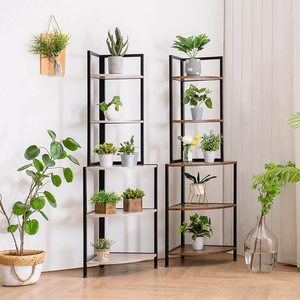 Estantería de pared de metal dorado con forma de triángulo única y moderna estantería vintage con escalera - Product Image 2