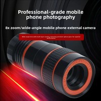 Objectif de Téléscope pour Téléphone Mobile HD 8X 12X 22X, Kit d'Objectifs de Caméra à Zoom Professionnel, Clip Universel pour iPhone Android Smartphone