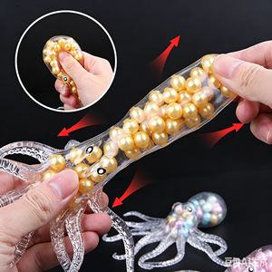 Jouet anti-stress pieuvre transparent à billes, tentacules extensibles, super solide, tactile, pour soulager l'anxiété des enfants - Product Image 4