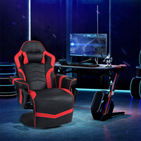 Chaise de jeu chauffante et massante avec repose-pieds réglable, chaise de jeu pivotante avec porte-gobelet et poche latérale, chaises de course pivotantes à 360°