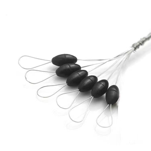 Wholesale Black Durable Rubber <strong>Fishing</strong> Bobber <strong>Float</strong> 6-in-1 Oval Beads Sinker Stopper Smoothly Polished Hole 4 Sizes <strong>Cylindrical</strong> - Product Image 1