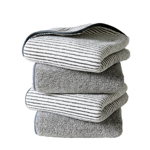 Serviette en fibre de charbon de bambou 34x75cm, rayée, absorbante, pour le visage, lavable en machine, serviette cadeau, fabriquée en Chine - Product Image 3