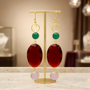 Pendientes Colgantes de Plata Hechos a Mano con Piedras Preciosas, Chapados en Oro, Estilo Boho, para Fiesta de Compromiso - Product Image 2