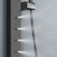 Ensemble de douche thermostatique numérique LED HLK de luxe en laiton avec robinet à valve en céramique, effet pluie et cascade, pour salle de bain d'hôtel