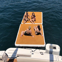 Bateau gonflable personnalisé écologique pour publicité extérieure, radeau d'île d'eau ponton au point de chute avec passerelle flottante latérale