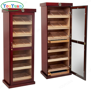 Cigar show case commercial led smoke shop showcase display single door cigar humidor cabinet cigar case tower cedar wood