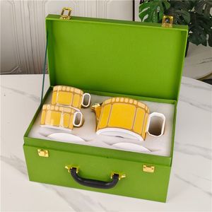 Service à thé en porcelaine jaune de luxe européenne, écologique, avec tasse à café et soucoupe, pour un usage domestique et des cadeaux de mariage - Product Image 2