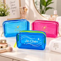Pochette de maquillage transparente en TPU imperméable, durable et portable, avec logo personnalisé, fermeture éclair sans couture, mini pochette cadeau pour soins de la peau et parfums