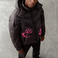 Veste doudoune matelassée coupe-vent à capuche, personnalisée OEM, imprimée à l'encre thermochromique, style streetwear vintage, épaisse, à changement de couleur pour l'hiver