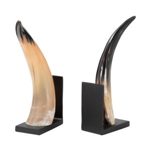 Fermalibri in Resina a Forma di Corno, Decorazione Scultorea Moderna per Esposizione su Libreria - Product Image 3