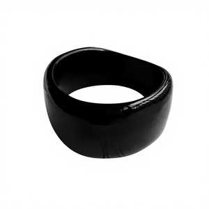 Black Acrylic Cuff <b>Bracelet</b> Unisex Classic Resin Bangle Jewelry - Product Image 1