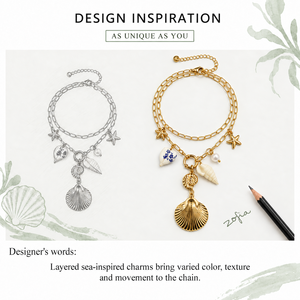 Mixed Charm Cluster Necklace Stainless Steel 14K <b>Gold</b> Vacuum Plated Enamel Ceramic 430 mm Plus 60 mm 22 g - Product Image 4