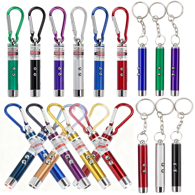 2-In-1 Laser Uv Detetive Keychain Led Light Cat Pet Toy Light Torch Pointer Pen Flashlight Keyring Interactive Promotional Gift