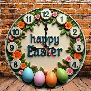 <b>Round</b> Wooden Wall Clock 25x25cm Silent Non Ticking Vintage Decor Living Room Wall Hanging Clock - Product Image 5