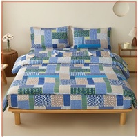 En stock 4 pièces Parure de lit classique en microfibre brossée réversible à motifs floraux 200TC 100% polyester Drap plat pour la maison et l'hôtel