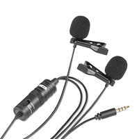 BOYA BY-M1DM Microphone à double Lavalier 6m, câble à clipser pour DSLR, revers à double tête pour enregistrement sur les caméscopes iPhone