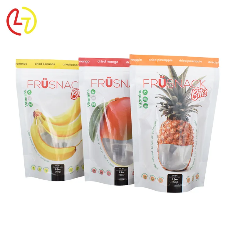 Biodegradable recycled customized stand up pouches dry black date food packaging brown food ziplock stand up pouch